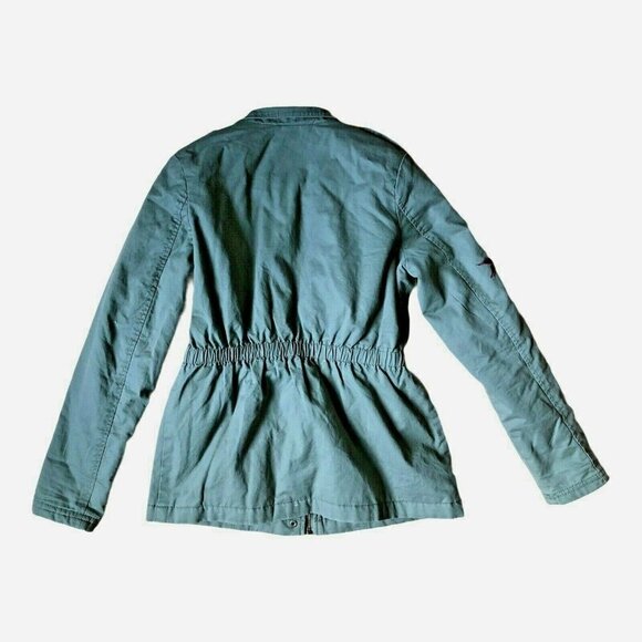 Jou Jou Girl Embroidered Flower Green Cargo Jacket - Picture 2 of 6